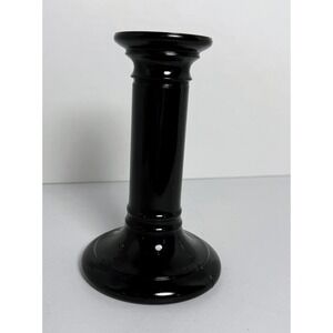 Vintage MCM Black Amethyst Glass Pillar Vase 5.5" High Dinning/Living room decor